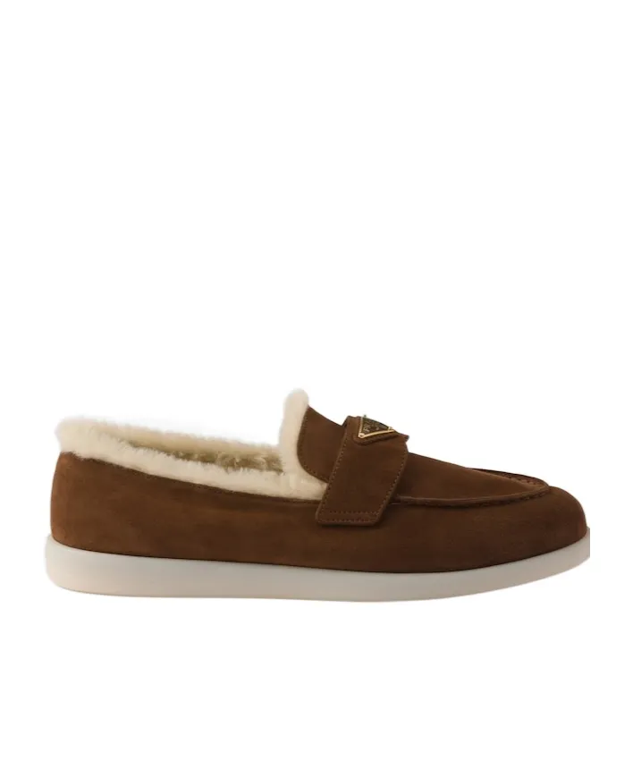 Prada Logo Plaque Slip-On Loafers