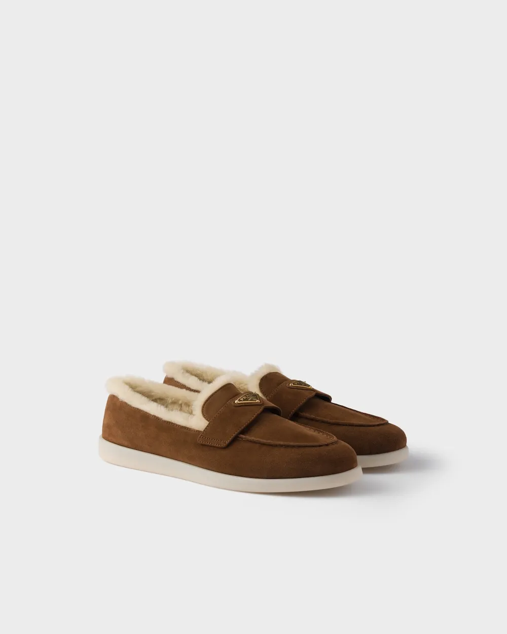 Prada Logo Plaque Slip-On Loafers