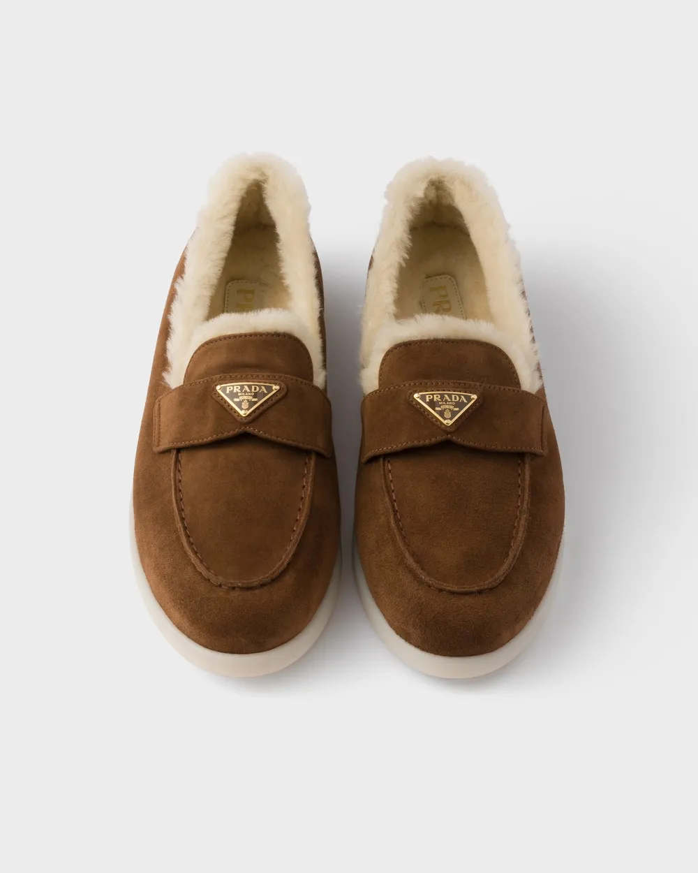 Prada Logo Plaque Slip-On Loafers