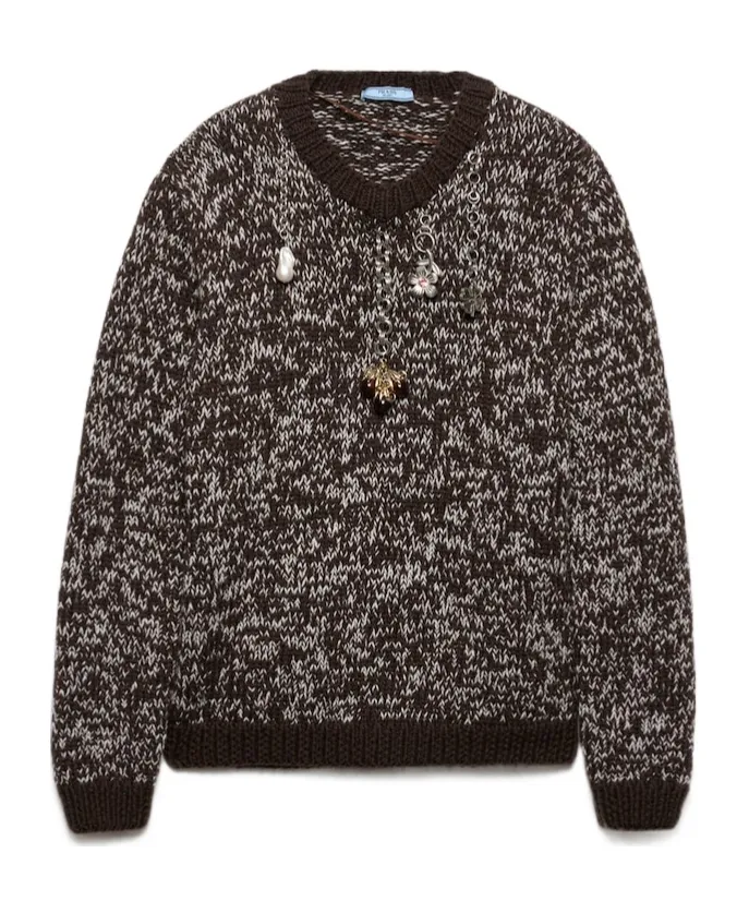 Prada Pendant-Detailed Crewneck Jumper