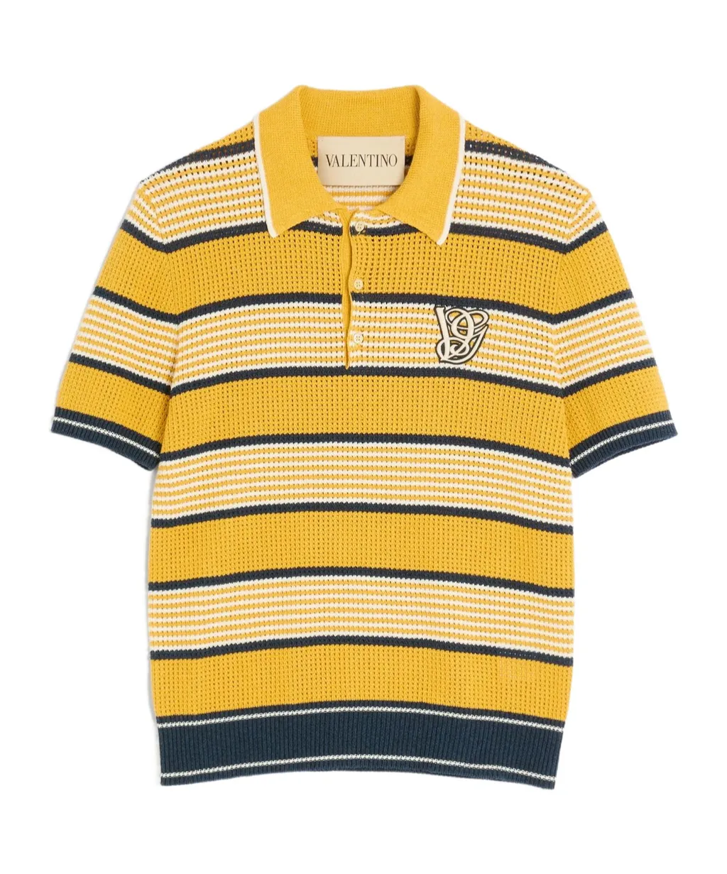 Long-Sleeved Linen And Cotton Polo Shirt With Vg Patch