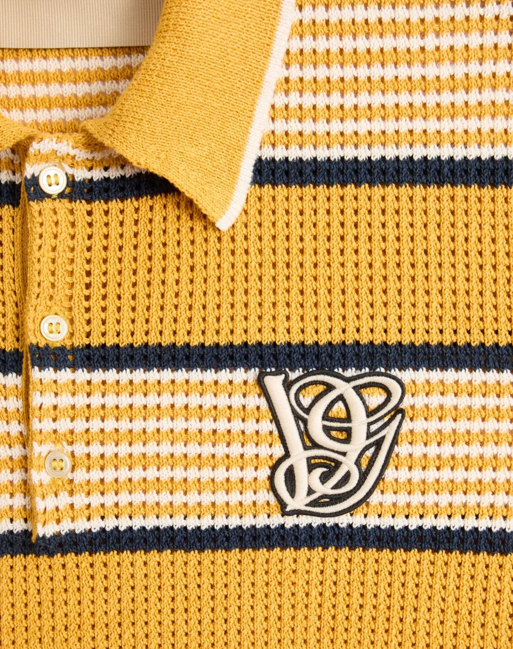 Long-Sleeved Linen And Cotton Polo Shirt With Vg Patch