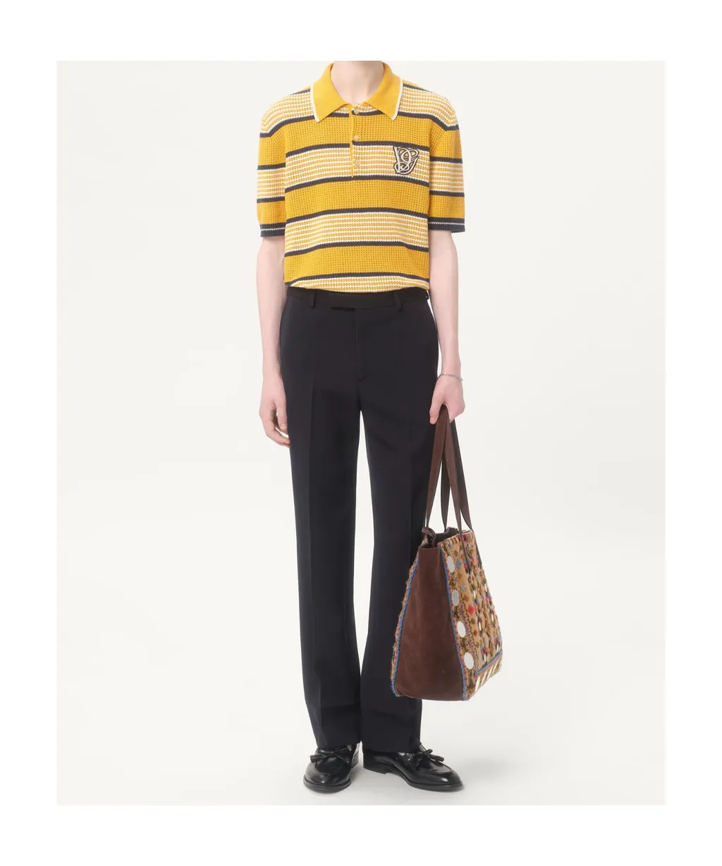 Long-Sleeved Linen And Cotton Polo Shirt With Vg Patch