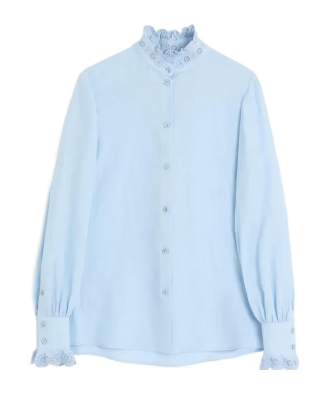 Embroidered Shirt In Shirting Linen