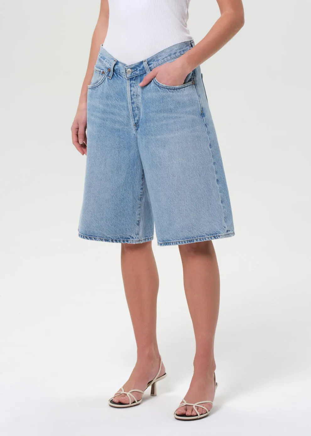 Agolde High-Waisted Knee-Length Denim Shorts