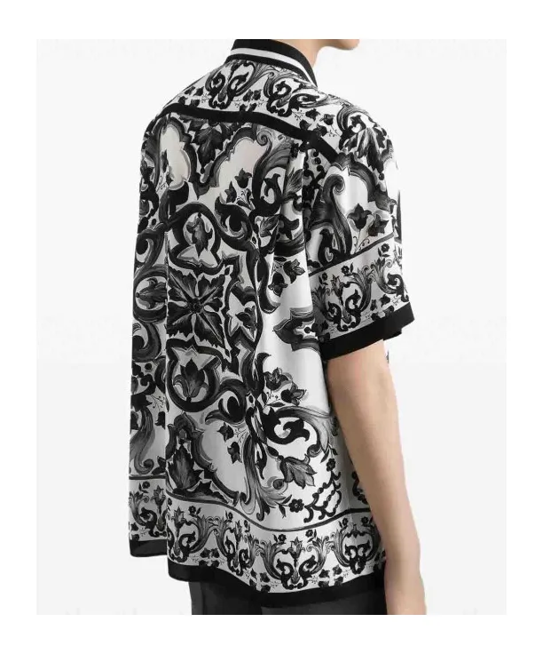 Graphic-Print Silk Shirt