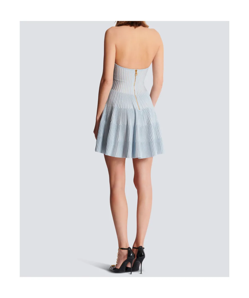 Textured Knit Halterneck A-Line Dress