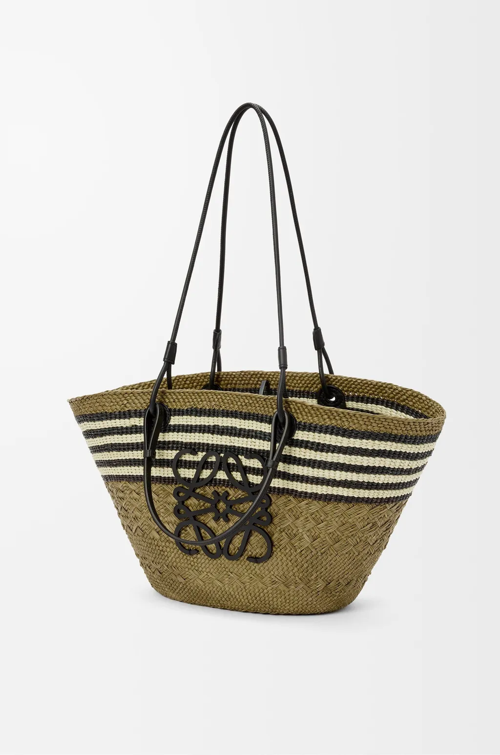 Medium Anagram Basket In Iraca Palm And Calfskin