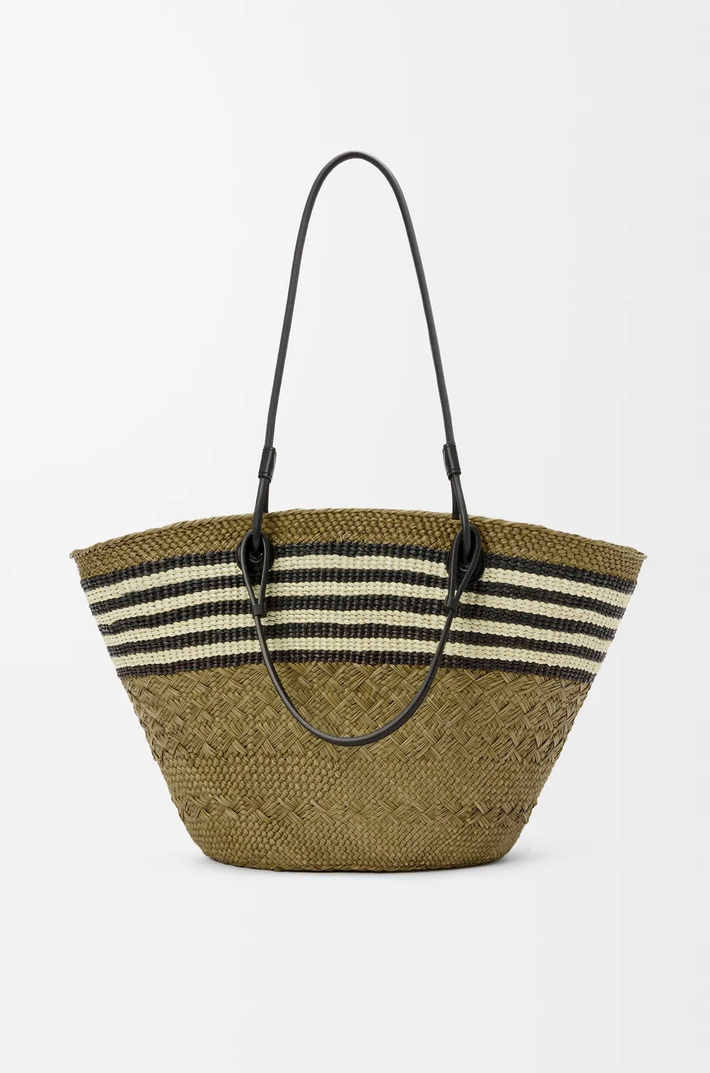 Medium Anagram Basket In Iraca Palm And Calfskin