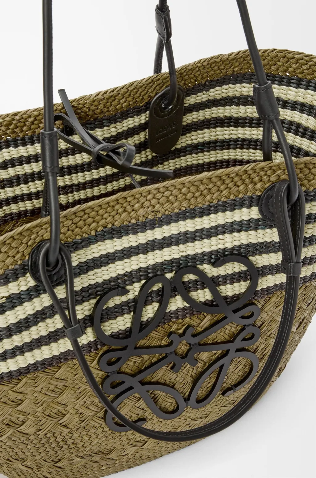 Medium Anagram Basket In Iraca Palm And Calfskin