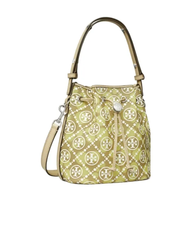 T Monogram Mesh Dot Bucket Bag