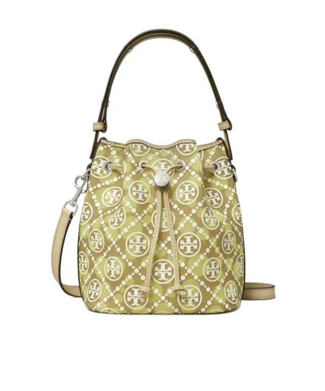 T Monogram Mesh Dot Bucket Bag