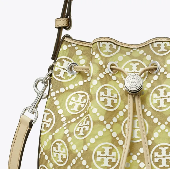 T Monogram Mesh Dot Bucket Bag