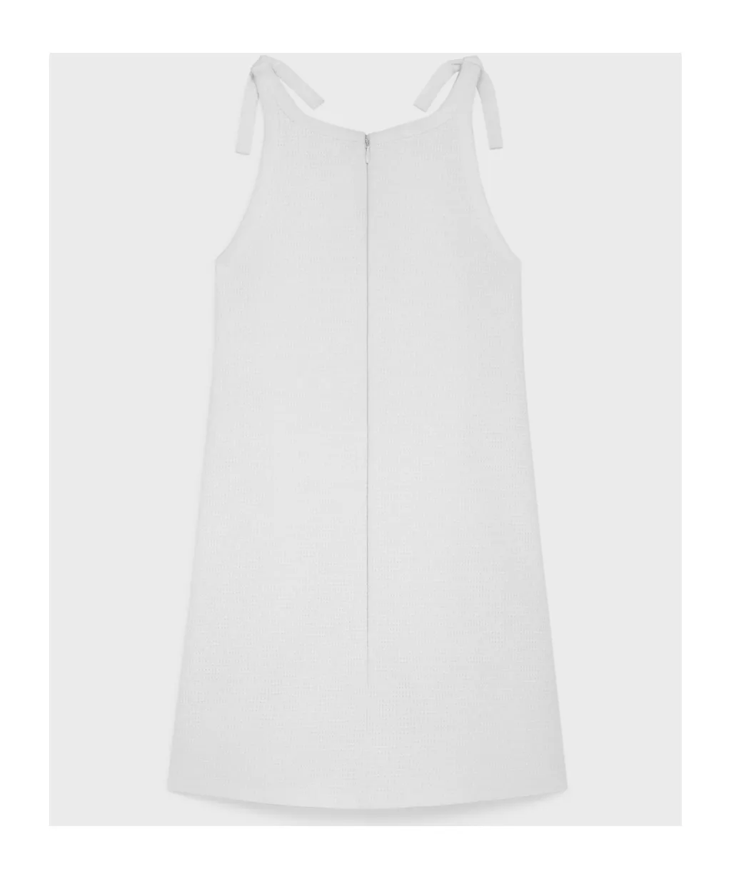 Trapeze Mini Dress In Openwork Cotton