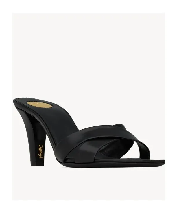 Saint Laurent Jill Crisscrossed Square Toe Mules