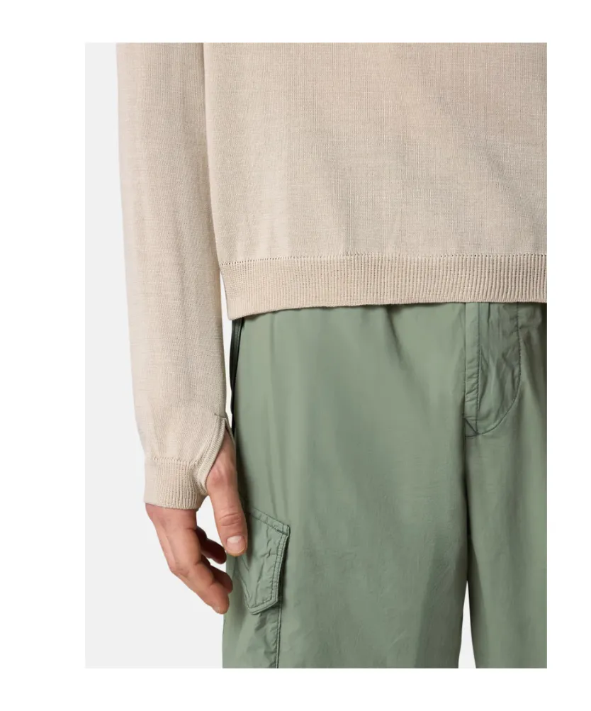 Crewneck Jumper With Thumb Holes At Cuffs