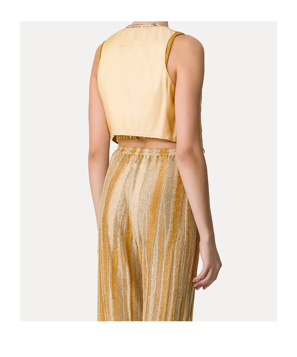 Linen Vest For Women With “Oniric Blossom” Embroidered Detailing