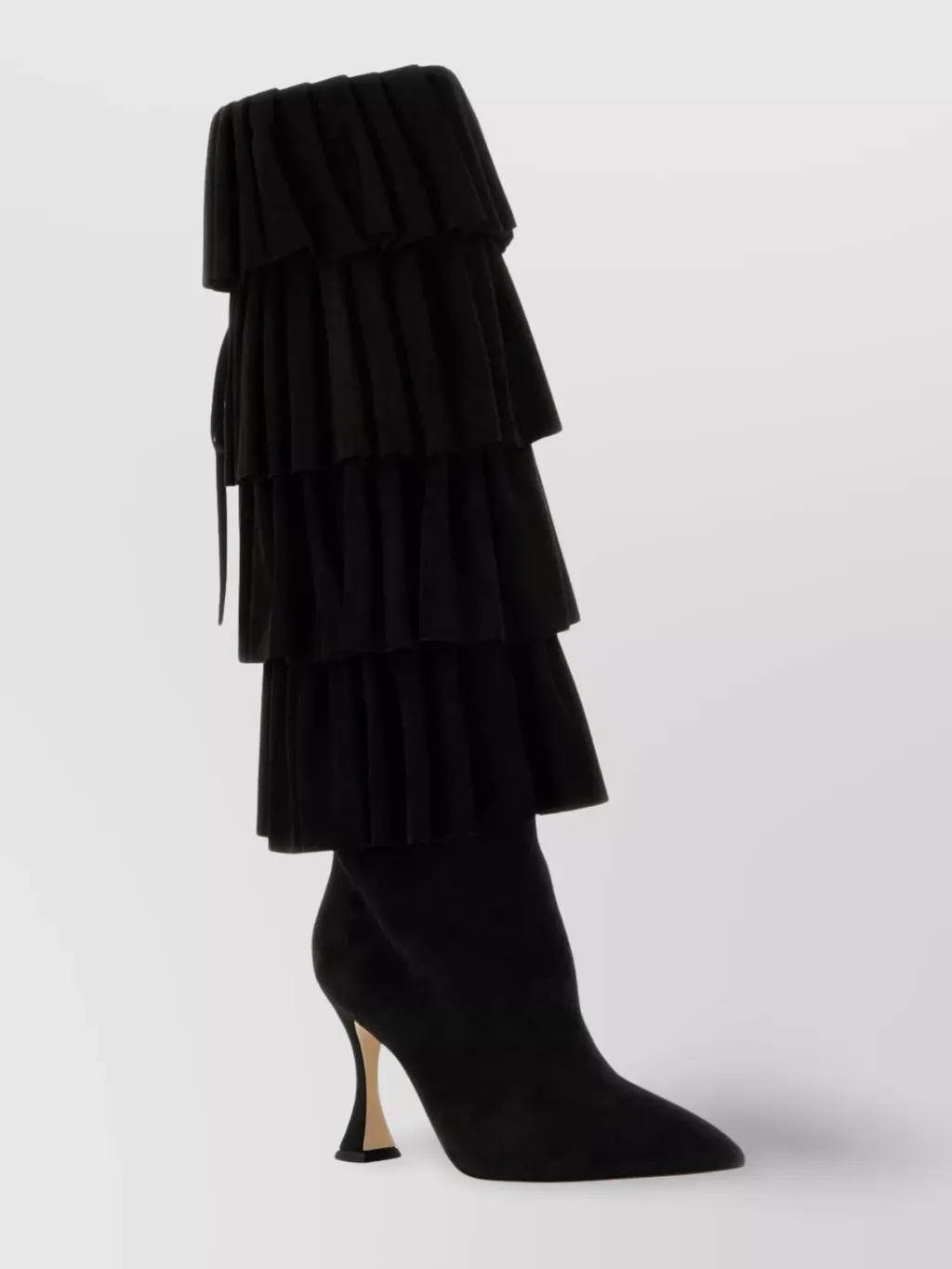 Manolo Blahnik Ruffled Tiered Ankle Boots