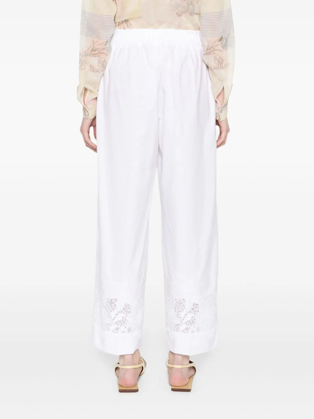 Wide-Leg Pants. Adjustable Drawstring Waist