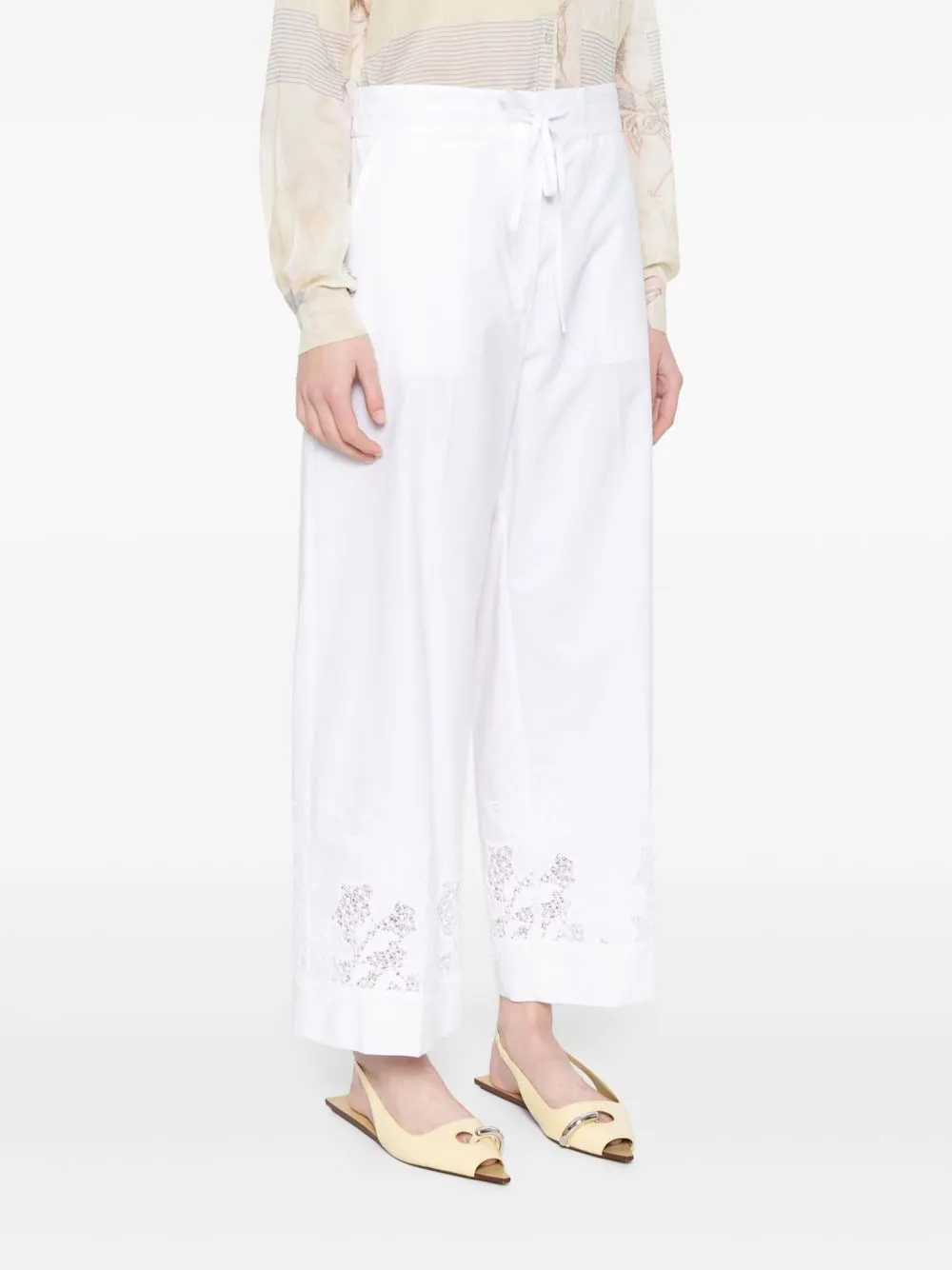 Wide-Leg Pants. Adjustable Drawstring Waist