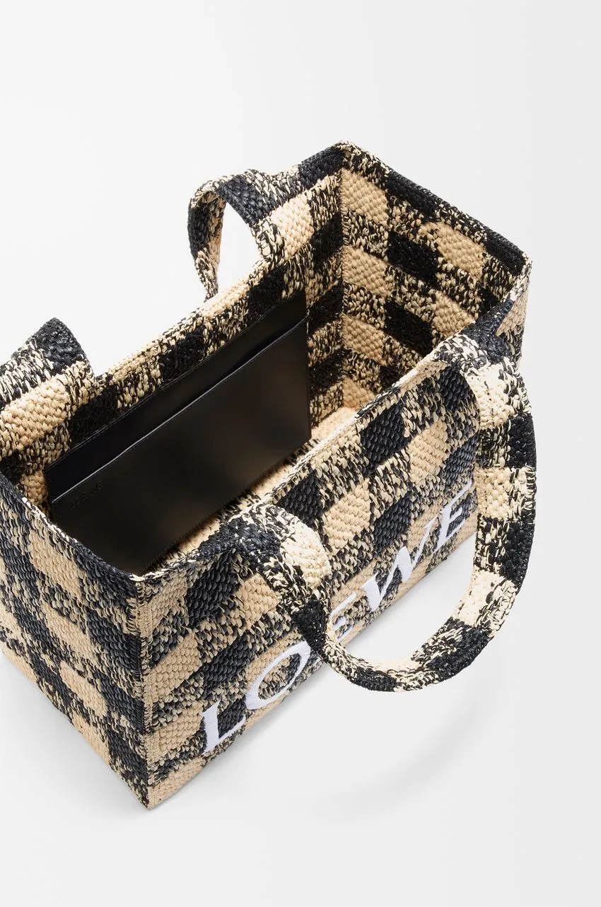 Large Loewe Font Tote In Raffia