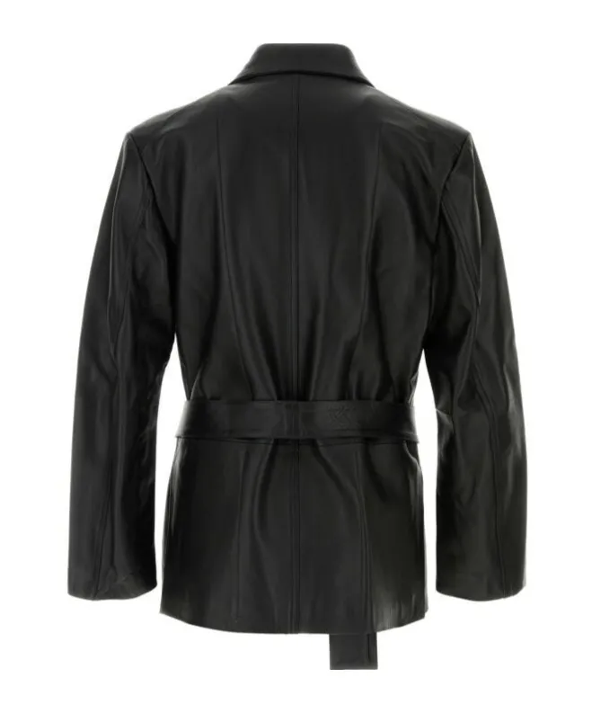 Long-Sleeved Leather Jacket