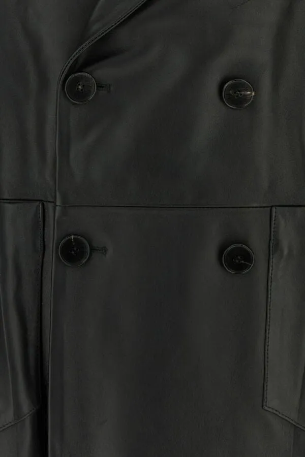 Long-Sleeved Leather Jacket