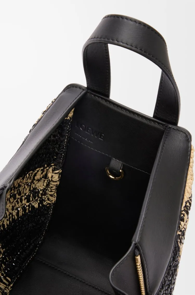Compact Hammock Bag In Raffia And Calfskin