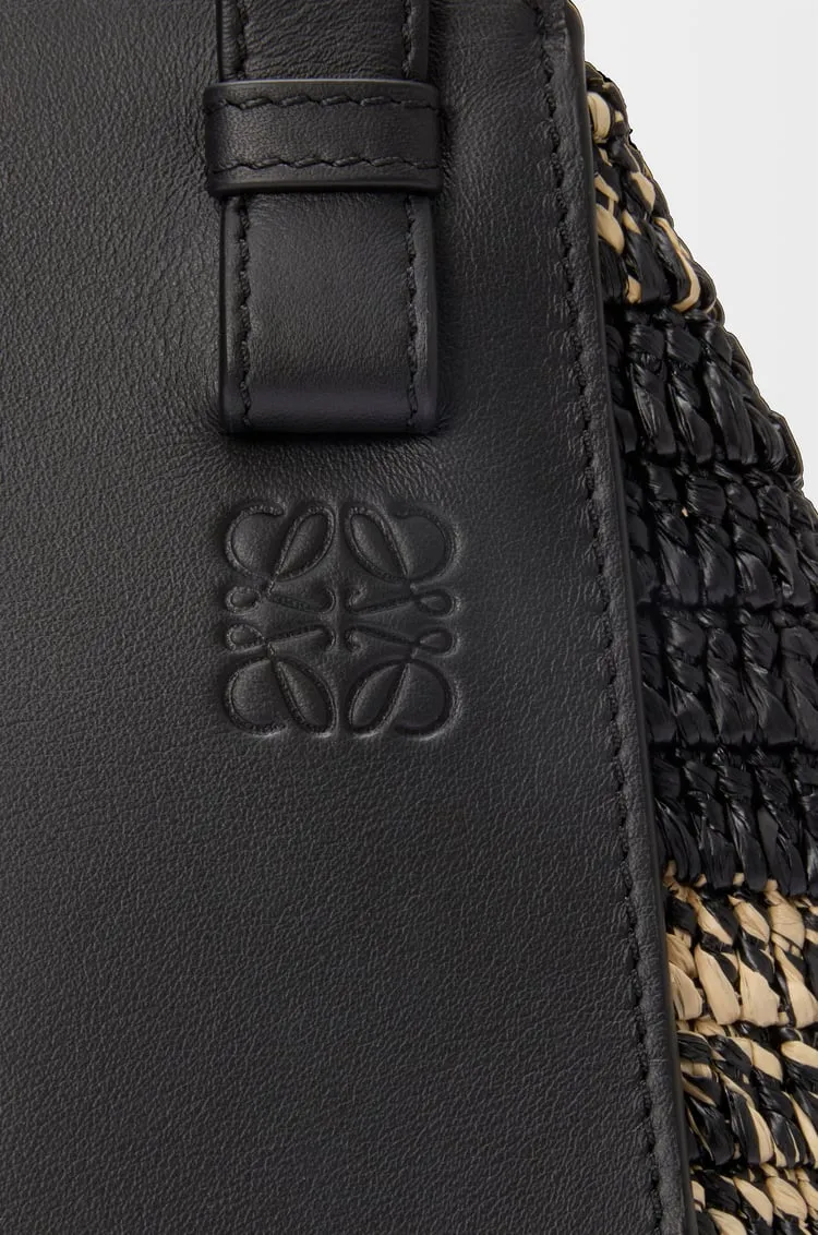 Compact Hammock Bag In Raffia And Calfskin