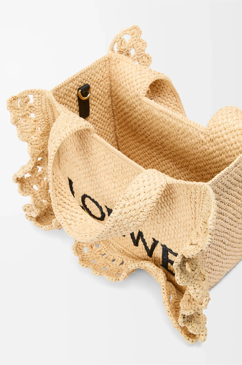 Small Loewe Font Tote In Raffia