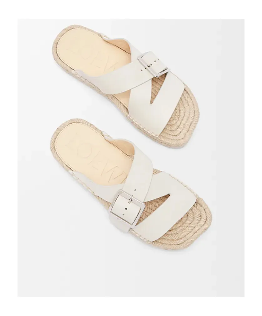 Petal Espadrille Slide In Soft Calfskin