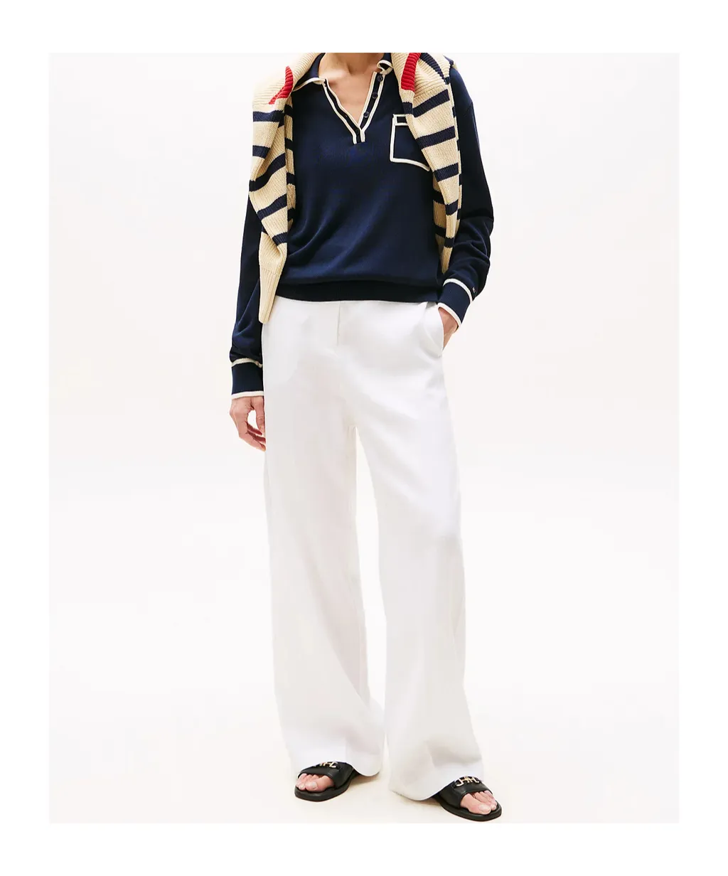 Contrast Polo Jumper With Silk