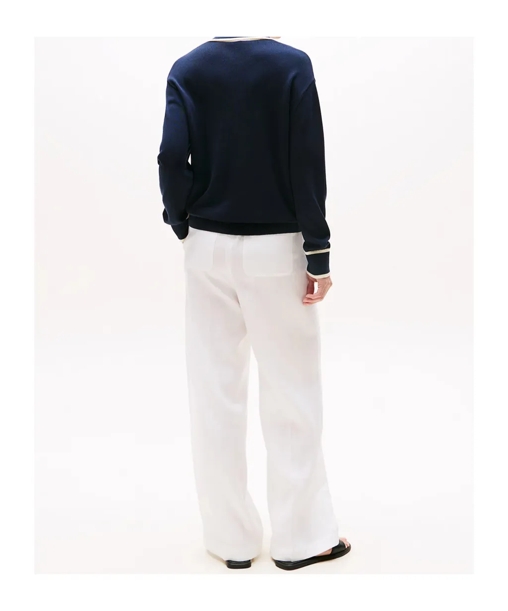Contrast Polo Jumper With Silk