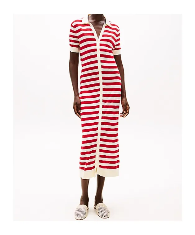 Slim Short Sleeve Midi Polo Dress