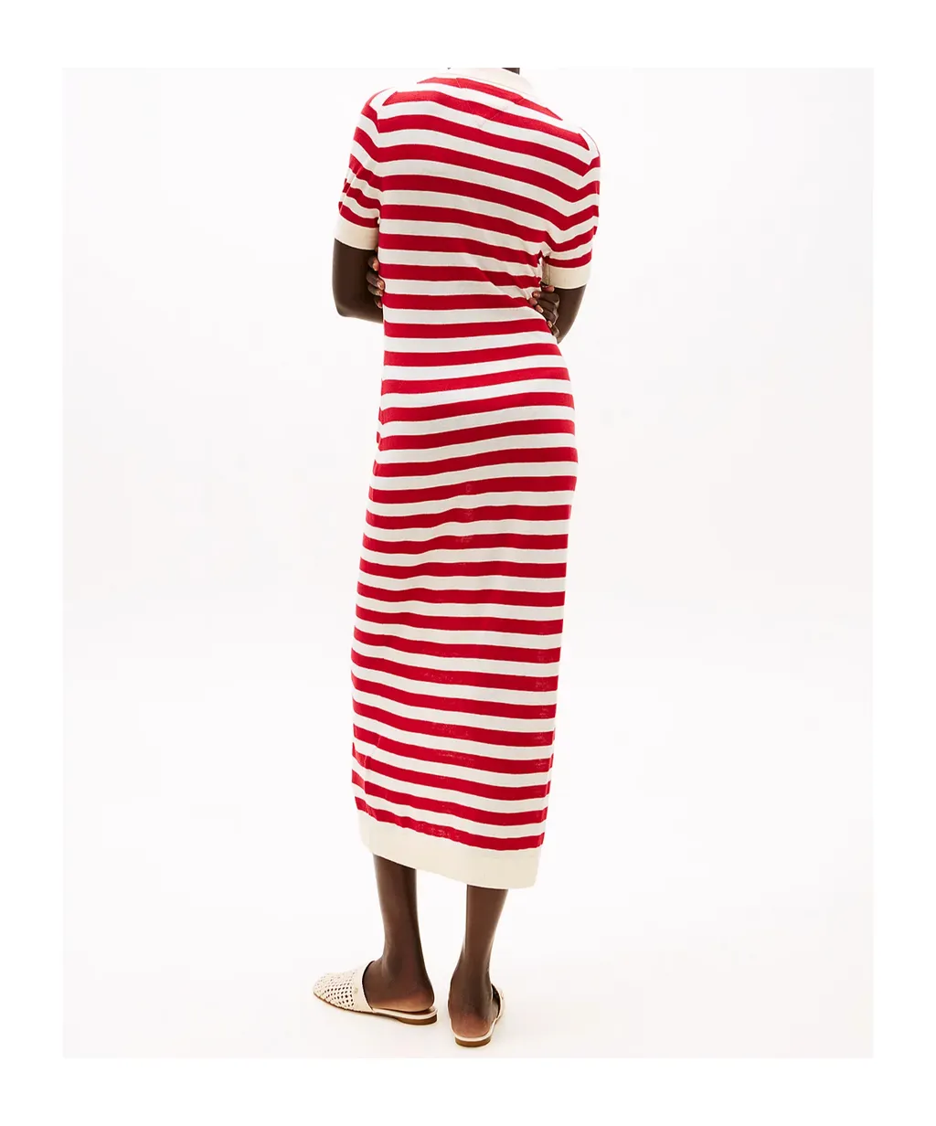Slim Short Sleeve Midi Polo Dress