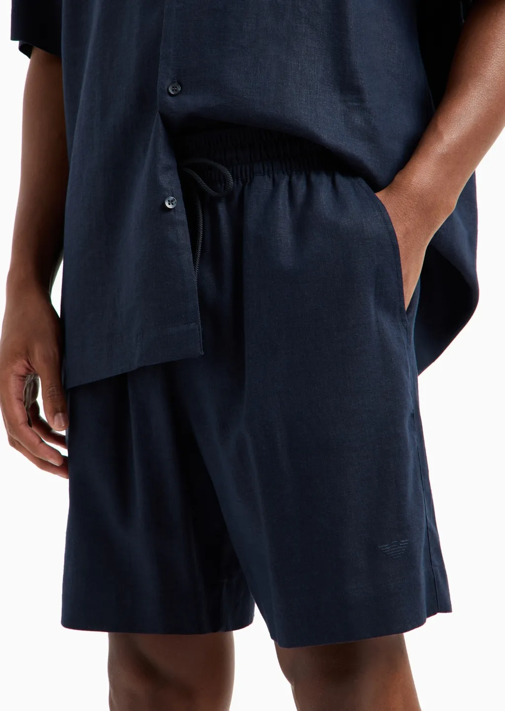 Emporio Armani Logo Embroidered Drawstring Shorts
