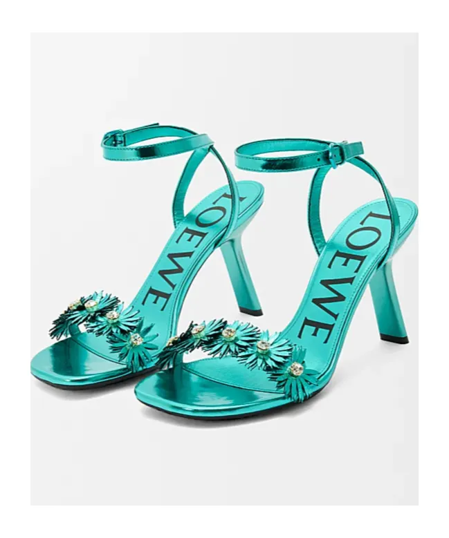 Petal Flower Sandal In Calfskin And Crystals