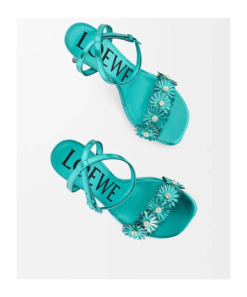 Petal Flower Sandal In Calfskin And Crystals