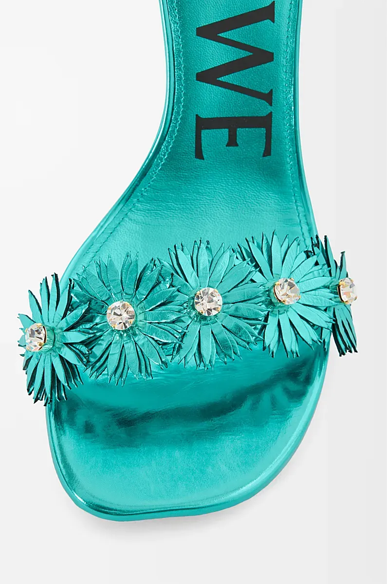 Petal Flower Sandal In Calfskin And Crystals