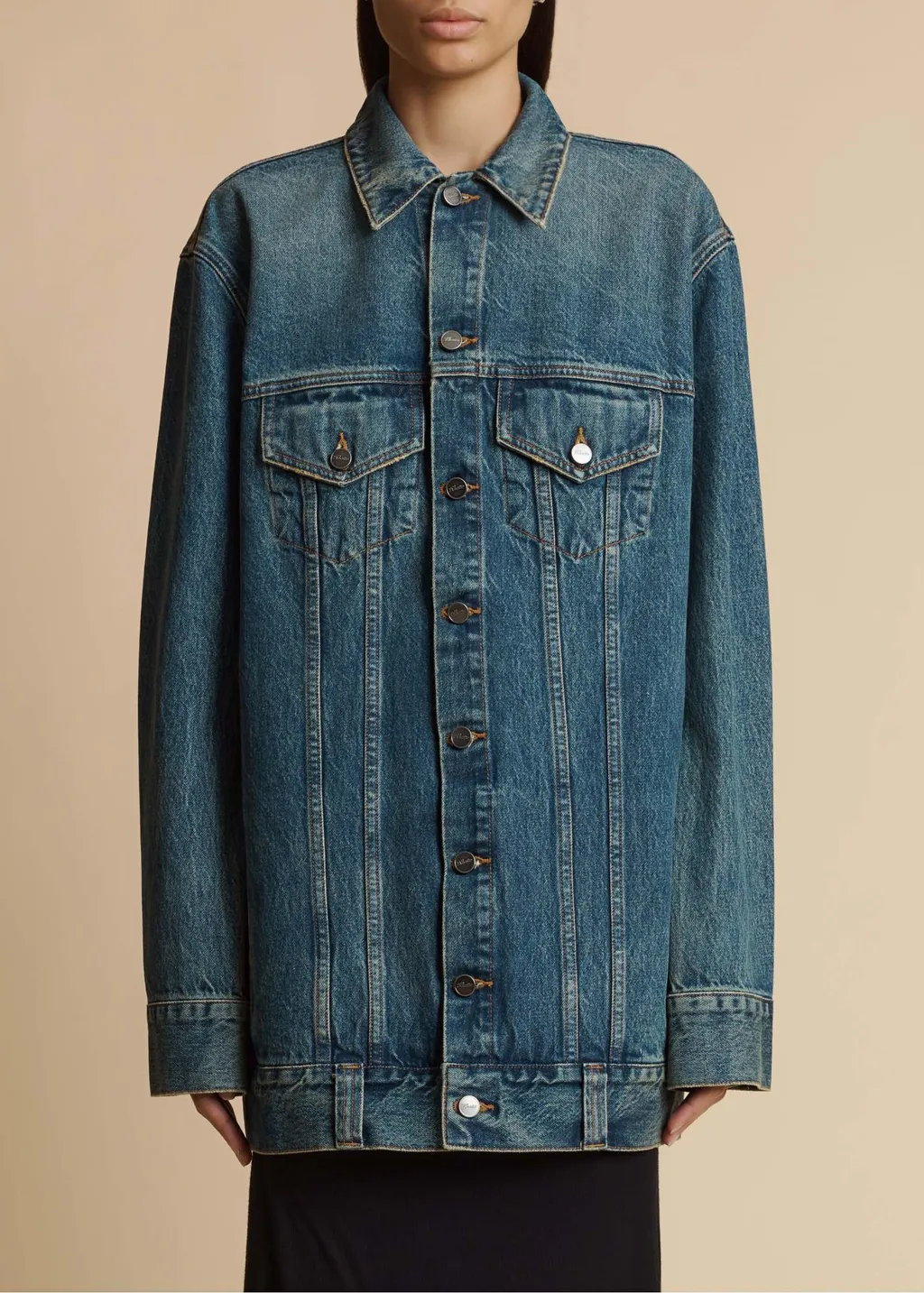 Long-Sleeved Lapel Denim Coat