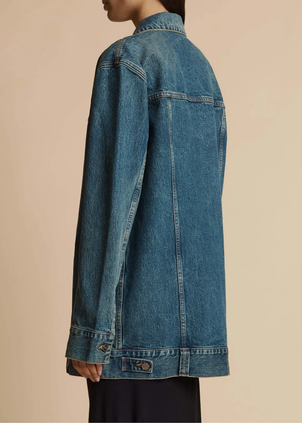 Long-Sleeved Lapel Denim Coat