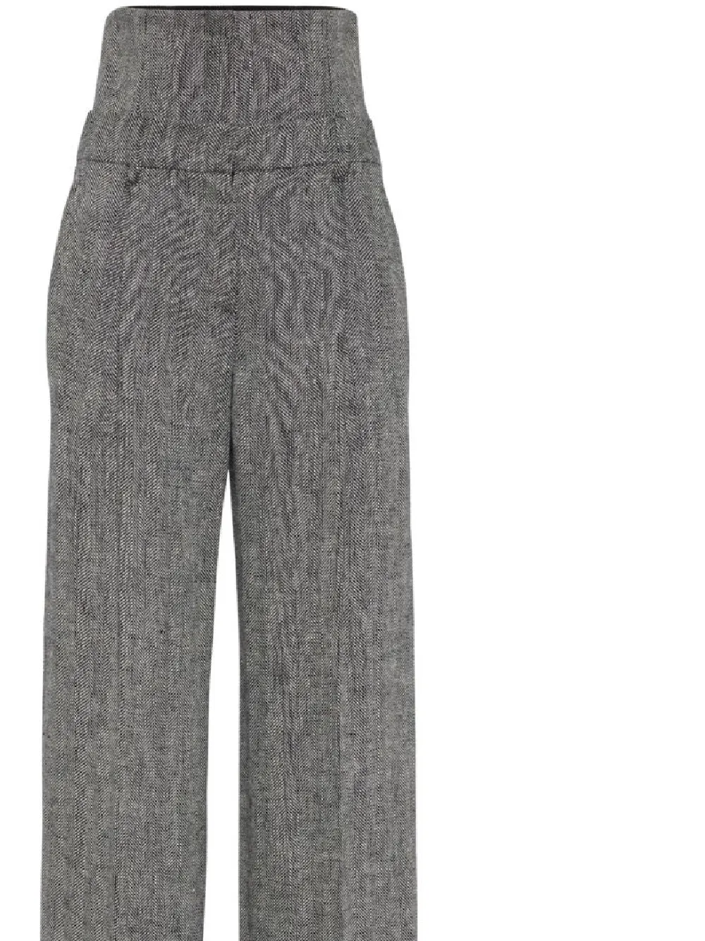 Herringbone High-Waist Trousers
