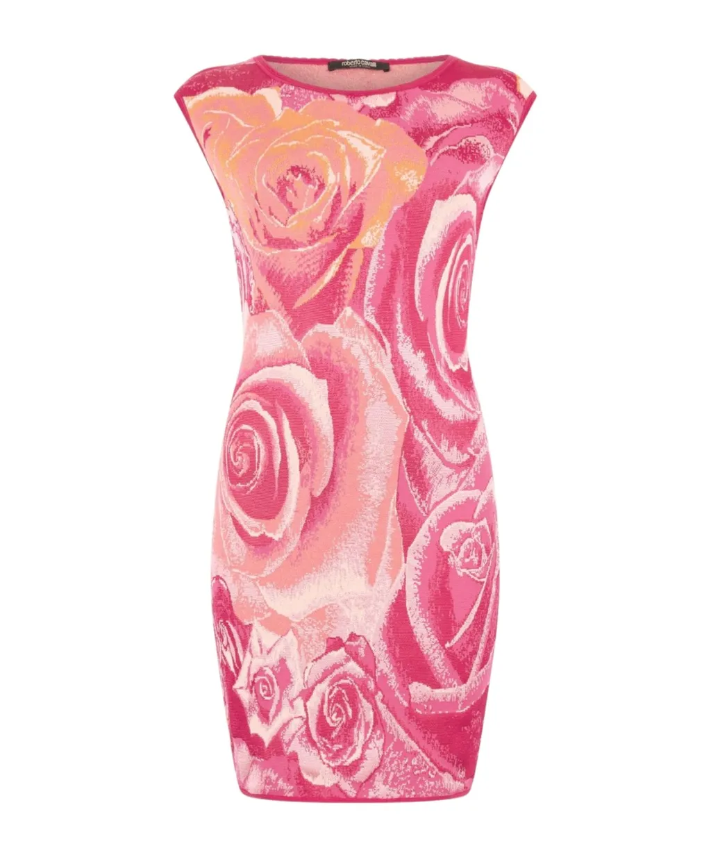 Roberto Cavalli Garden Rose Print Mini Dress