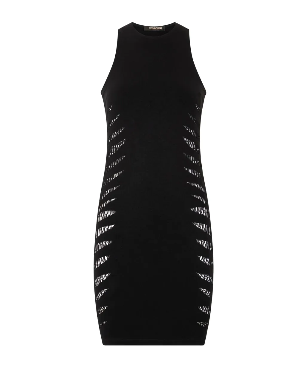Roberto Cavalli Perforated Zebra Pattern Dress