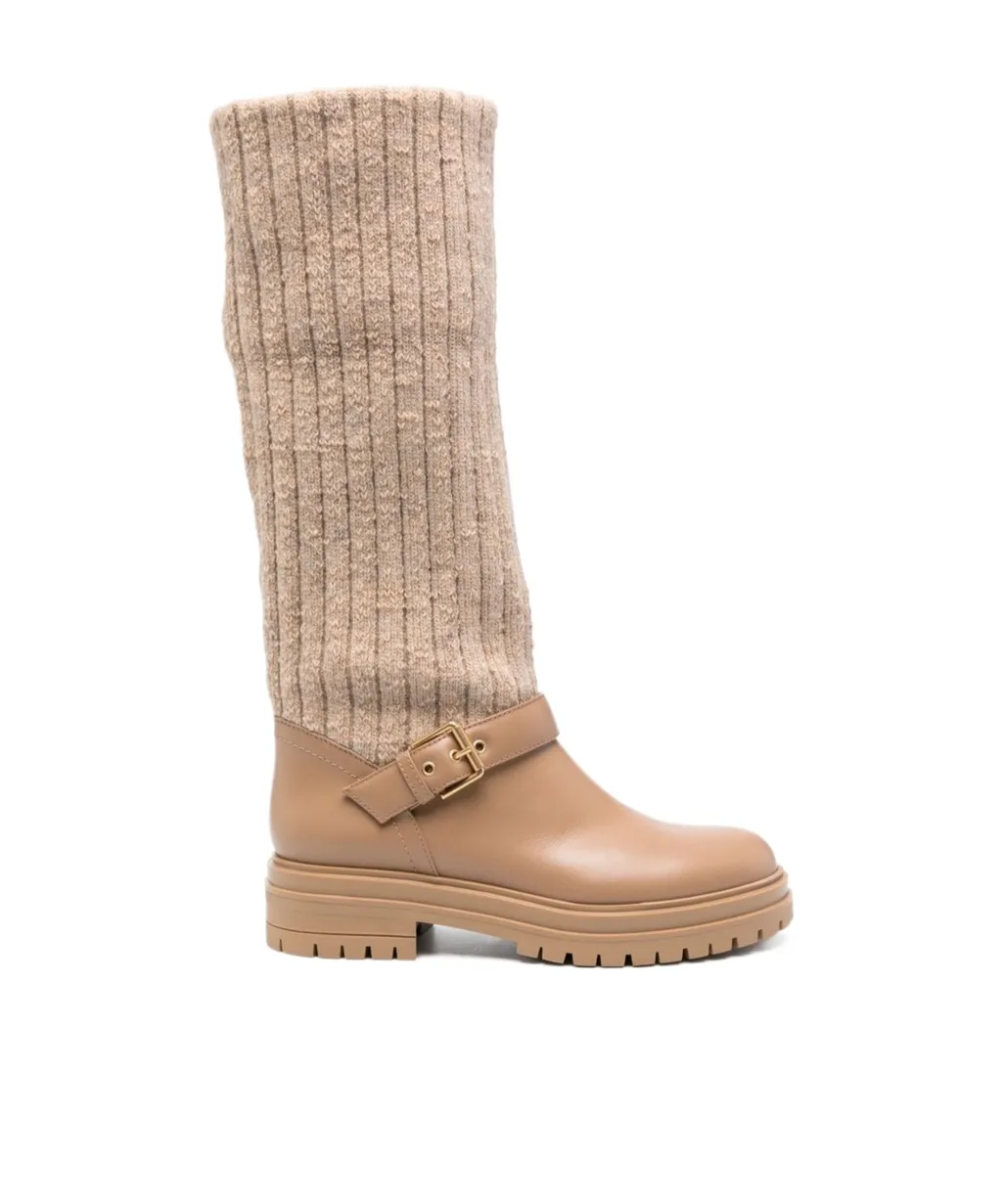 Panelled Design Slip-On Boots