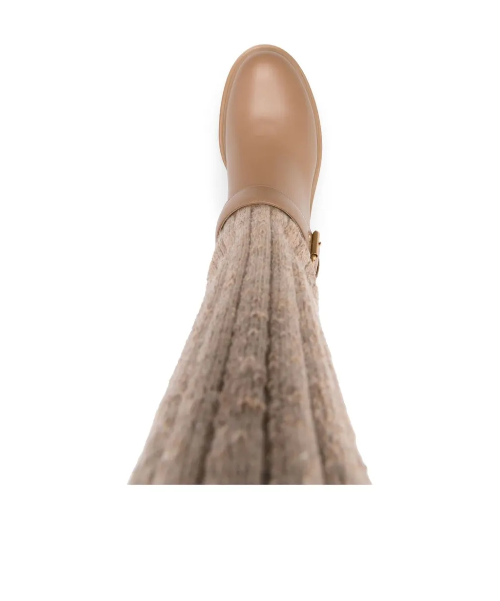Panelled Design Slip-On Boots