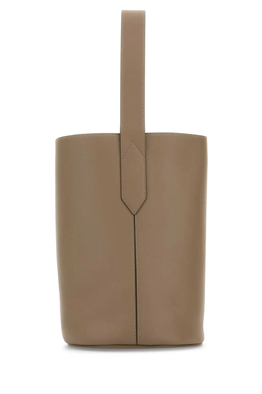 Buckle-Fastening Leather Bucket Bag