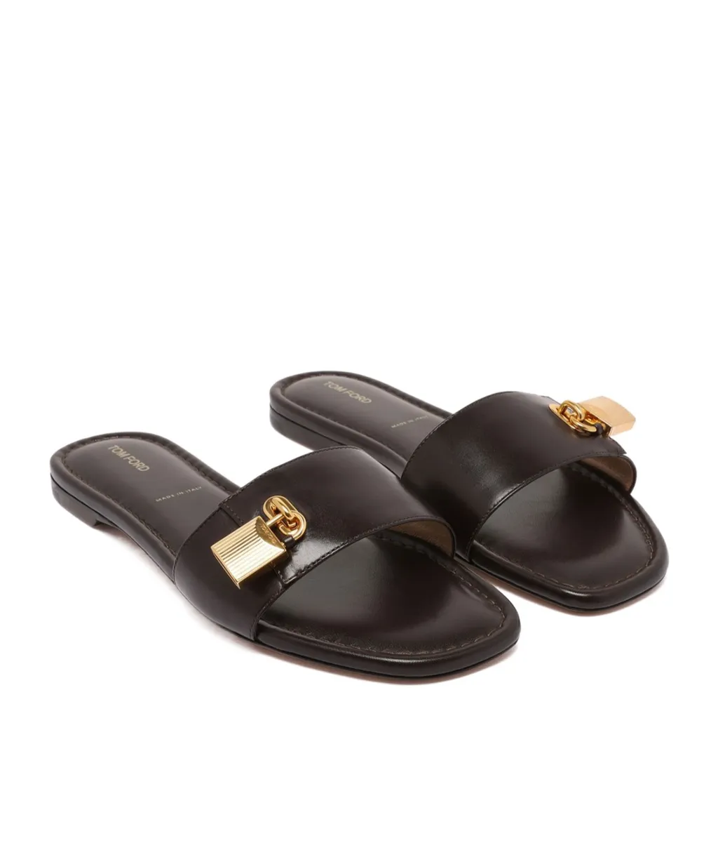 Padlock Slide Flat Sandals