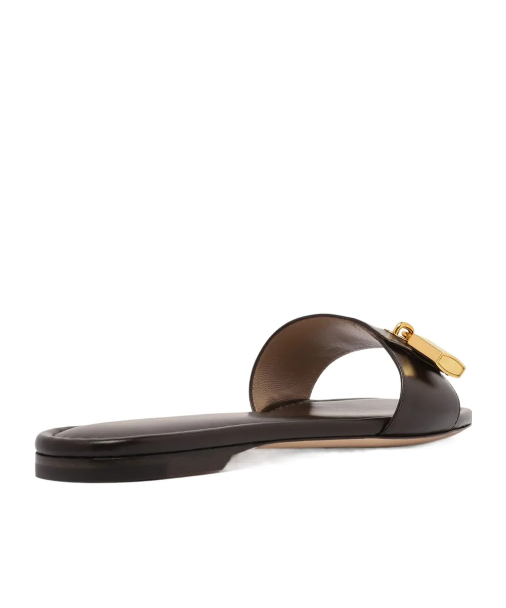 Padlock Slide Flat Sandals
