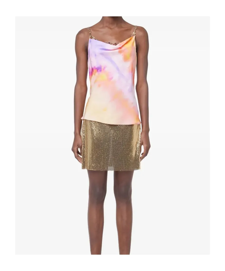 Paco Rabanne Tie-Dye Printed Satin Top